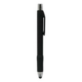 Stylus Click Pen - Black - Black Rubber Grip - Pad Printed